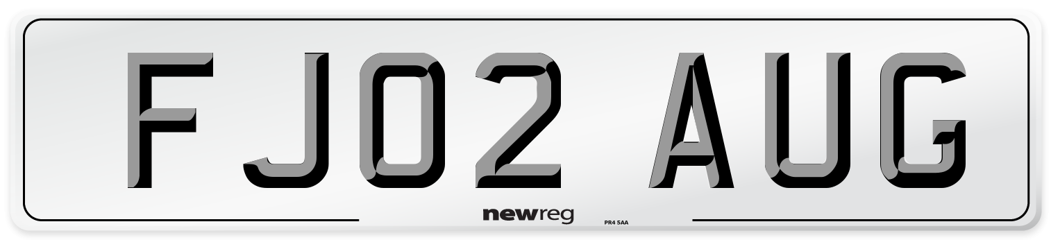 FJ02 AUG Number Plate from New Reg